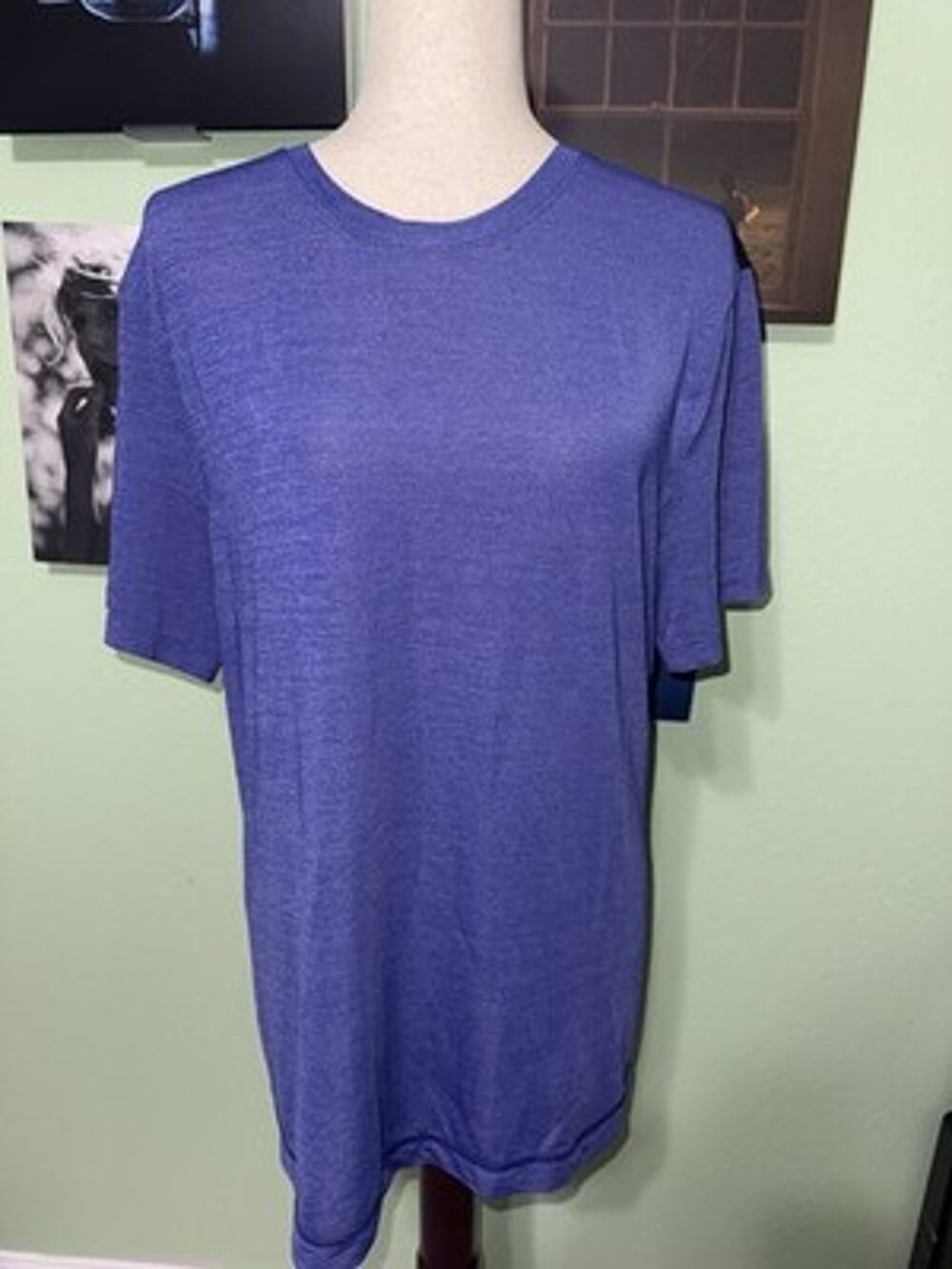 Lululemon Mens L XL Purple Black Mesh Back Short Sleeve Athletic Shirt